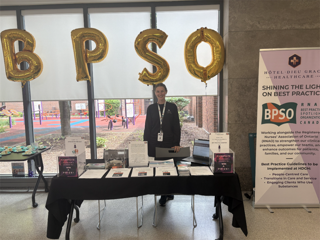 BPSO Information table set up in hospital lobby